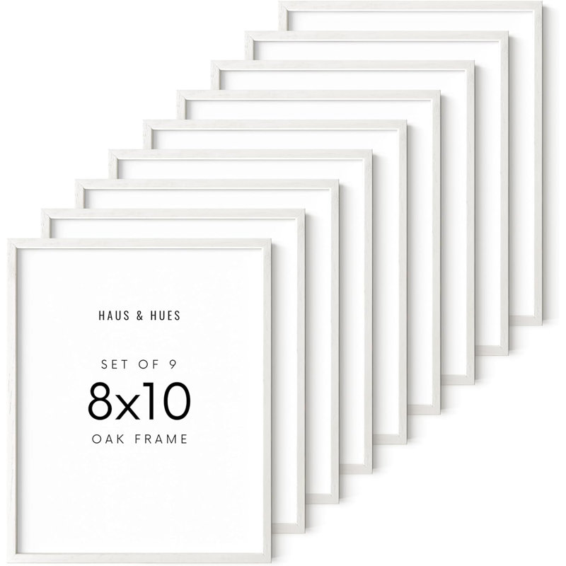 Cadre photo en bois massif - ensemble de 9, Blanc, L 20 po x H 30 po