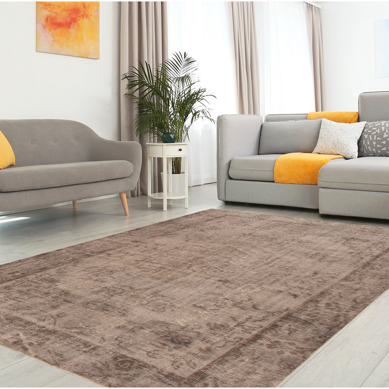 Tapis gris en laine noué à la main de conception unique 6 pi 2 po x 8 pi 6 po années 2000 Ohian