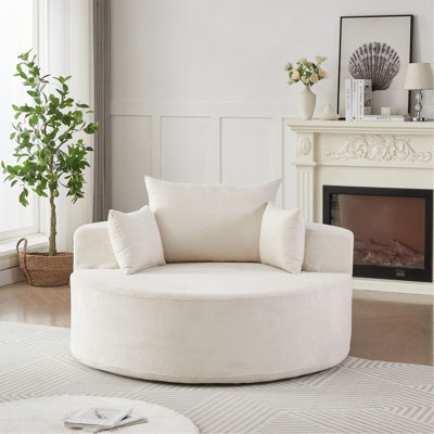55'L Chenille Sponge Single Sofa,No Assembly Required,Fluffy Modern Sleeper Chair For Living Room, Bedroom, Lounge And Projection Room(Not A Swivel Chair.)