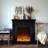 Black Manufactured Wood Electric Fireplace-1167206951