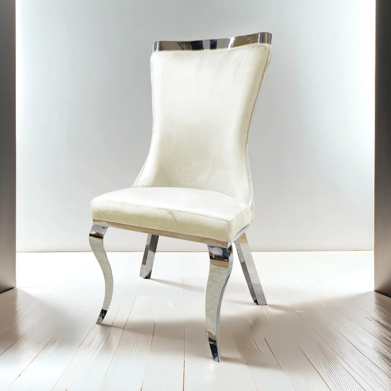 Chaise d'appoint Montie (ensemble de 2), Blanc/chrome