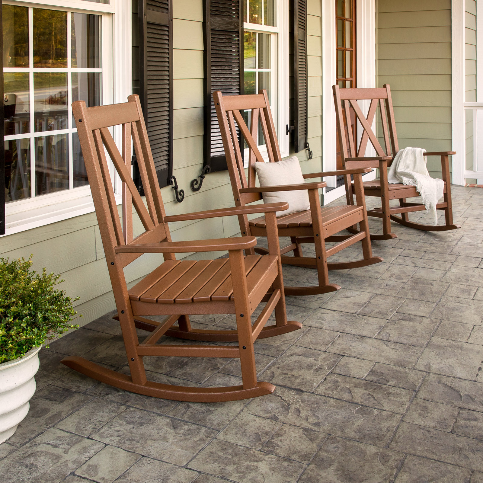 POLYWOOD® Braxton Patio Rocking Chair, Teak