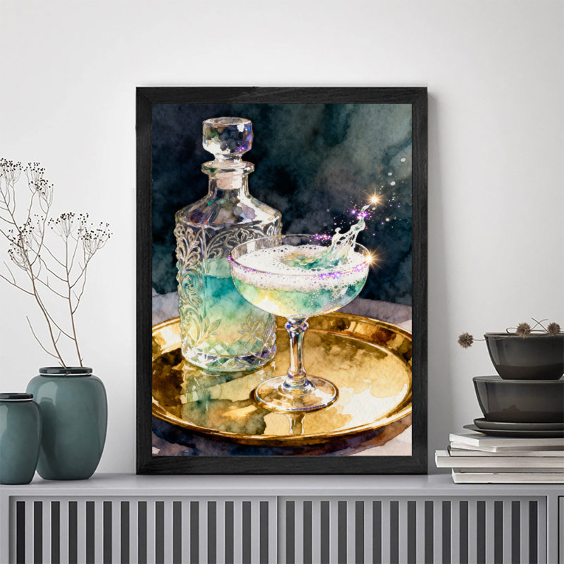 Reproduction d'art encadrée noire rétro, H 11 po x l 9 po