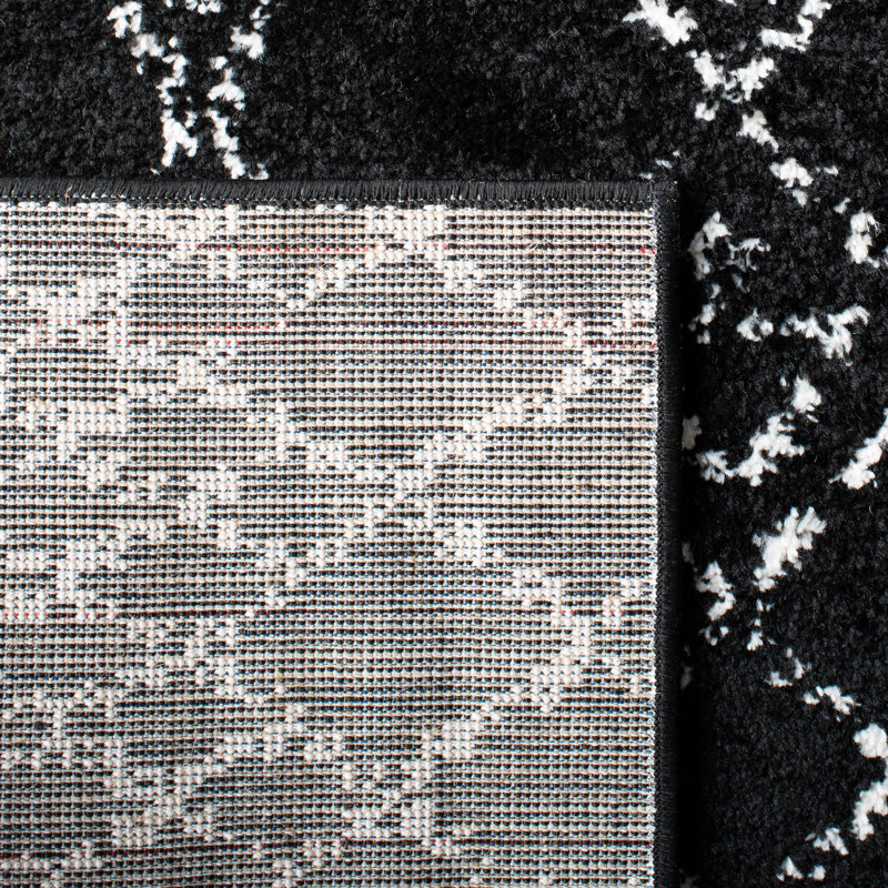 Tapis noir à motif géométrique Cobos, Carré 3 pi