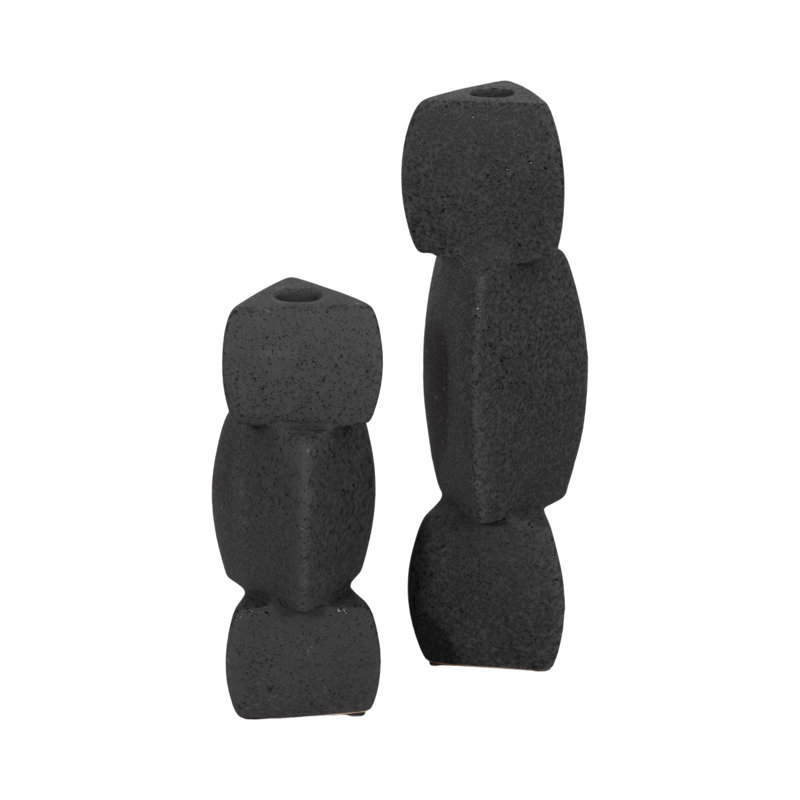 Candlestick Candle Holder, 9" H x 4" W x 4" D, Black