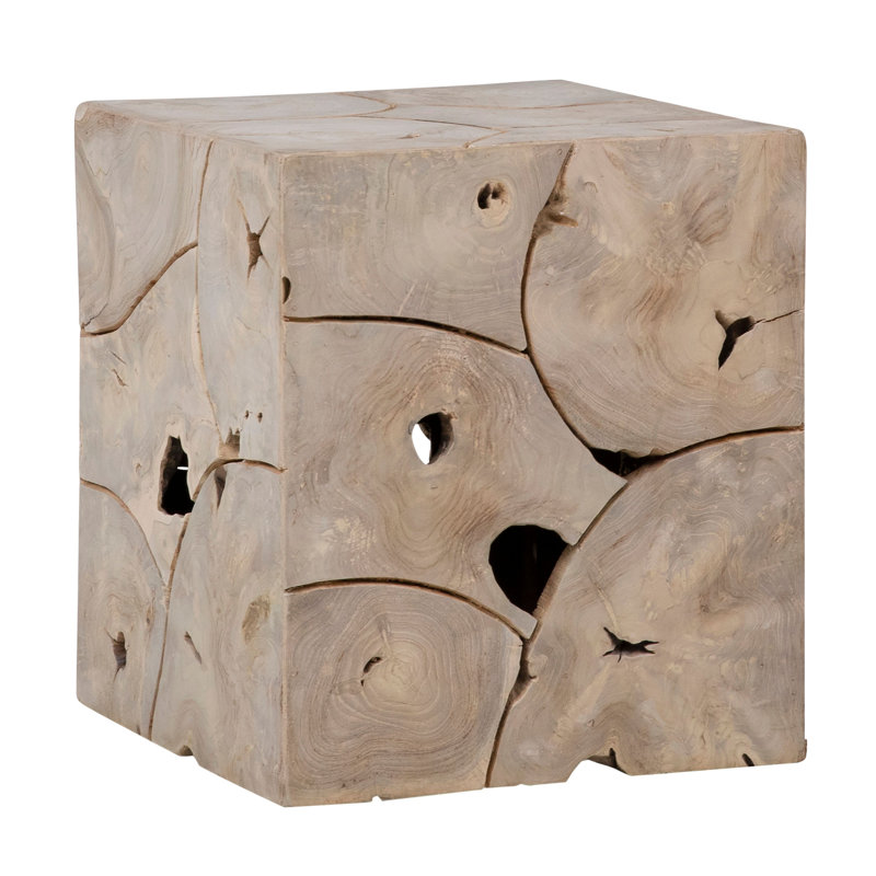 Table de bout en bois massif Solmar, Teck blanchi