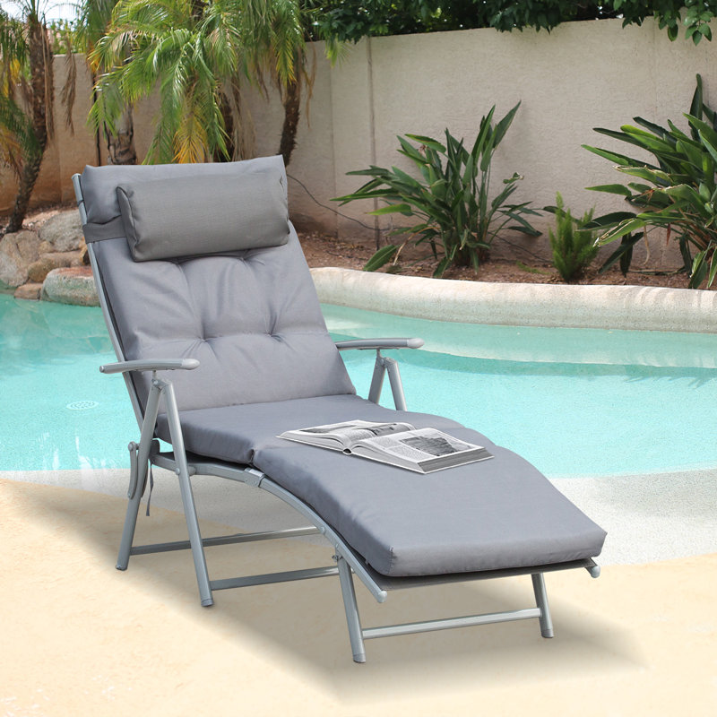 Fauteuil inclinable d'extérieur Arlmont & Co. avec coussin inclinable et dossier réglable