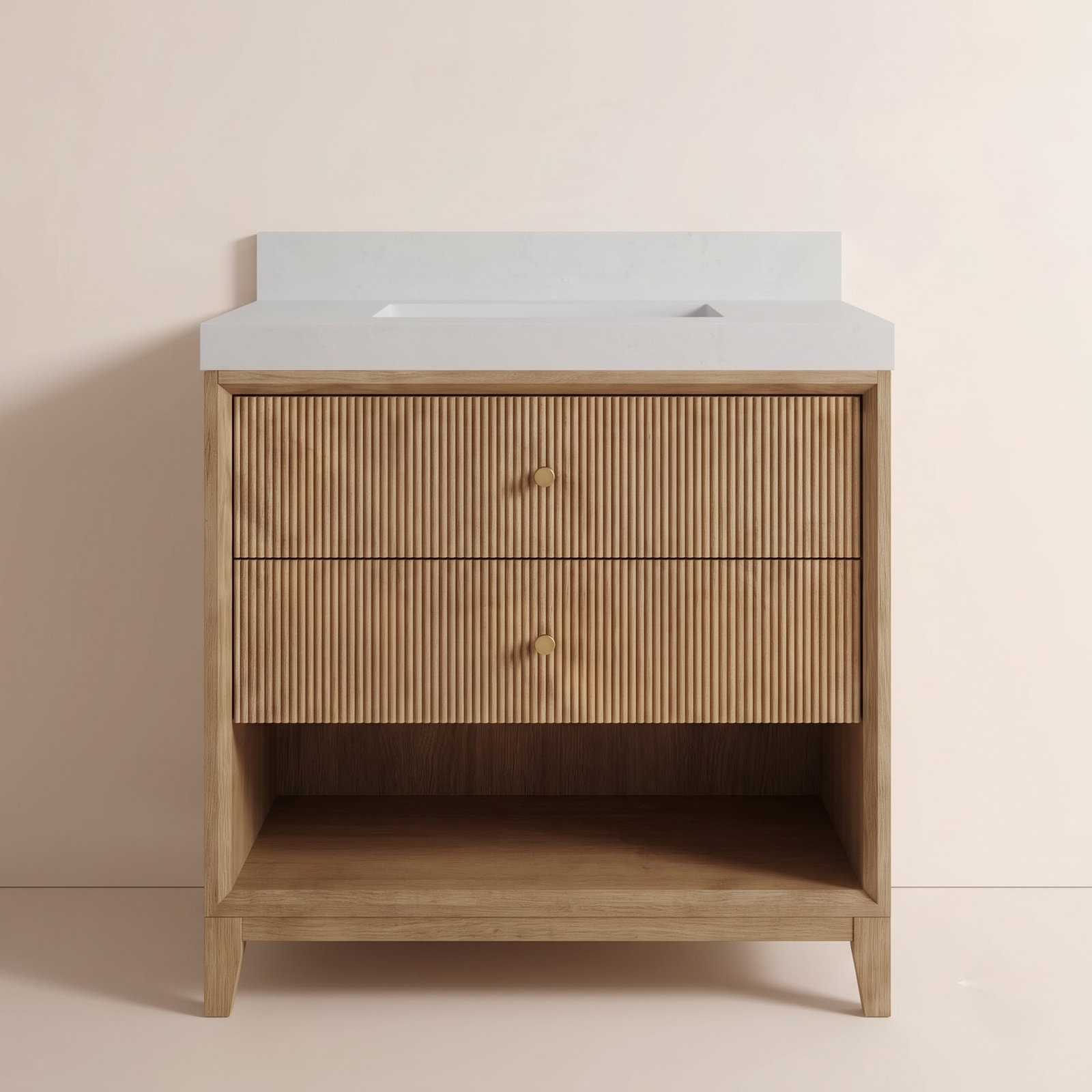 Momo Oak Single Bathroom Vanity, Oak, 30"