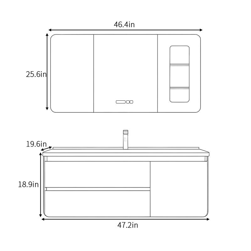 Armoire de salle de bain légère et luxueuse