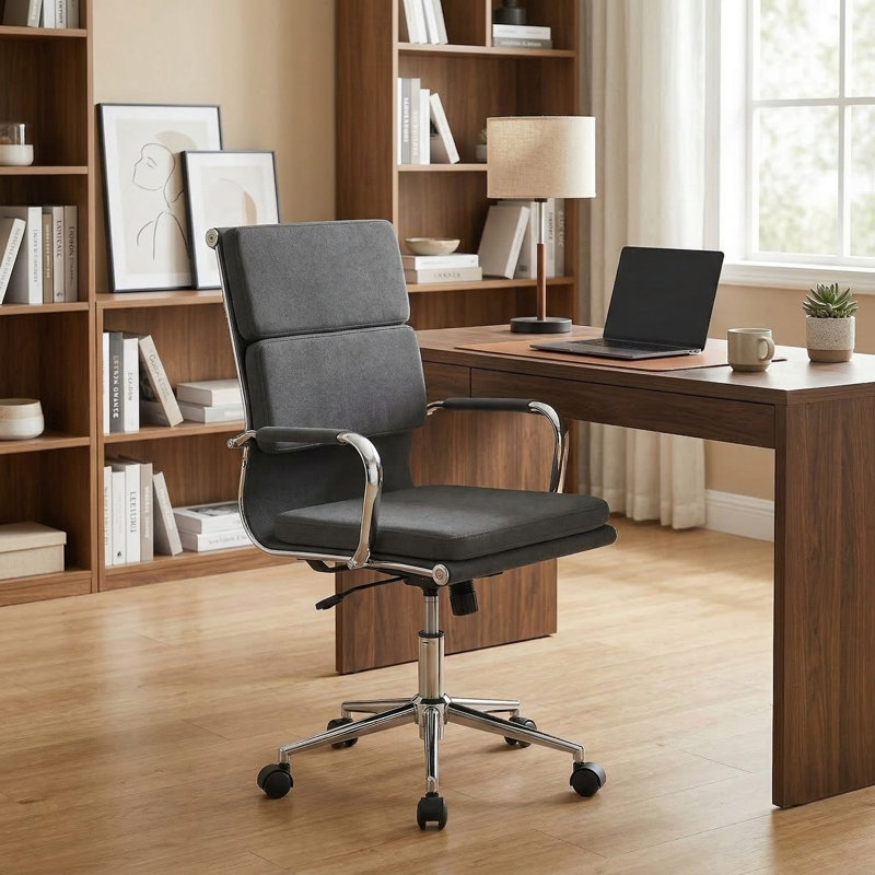 Adjustable Ergonomic Office Desk Chair With Rocking Backrest And Height Adjustable Padded Cushion Seat For Home Office Study Workstation Conference Room