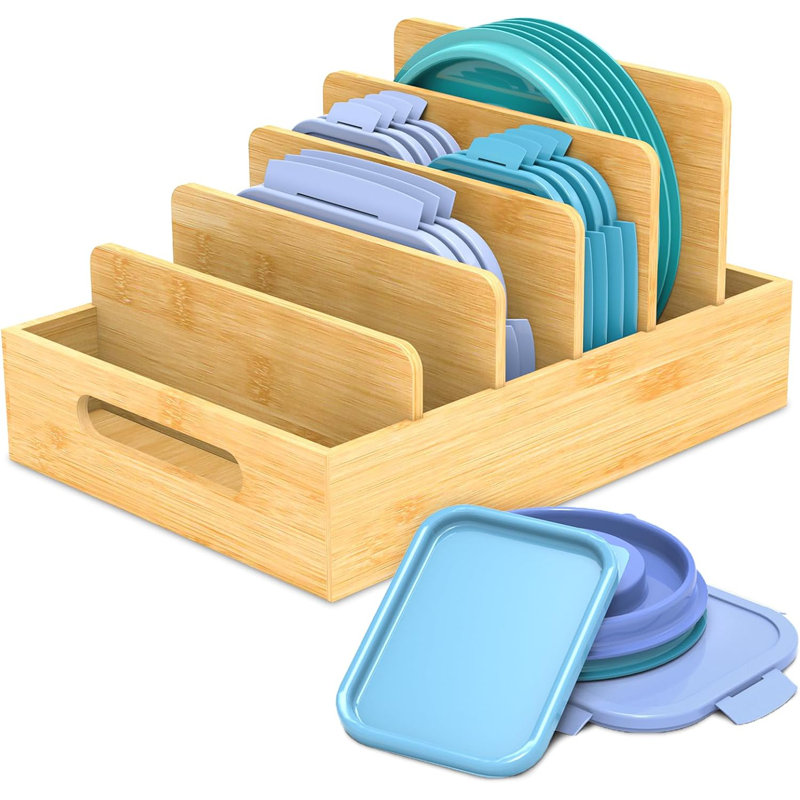 Organisateur de couvercles en bambou pour aliments