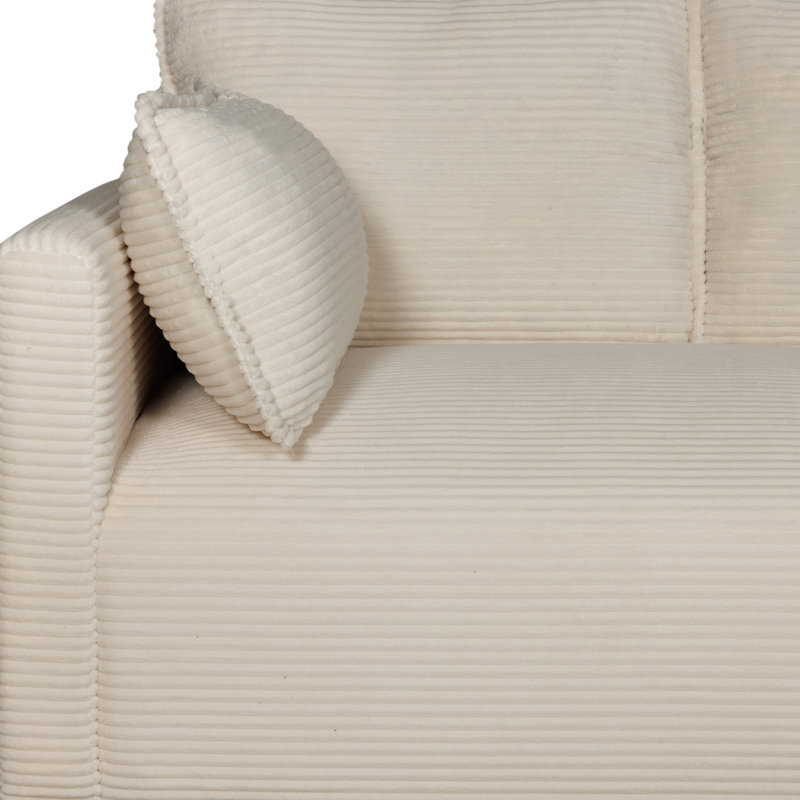 Causeuse moderne en velours côtelé 48 ", Beige