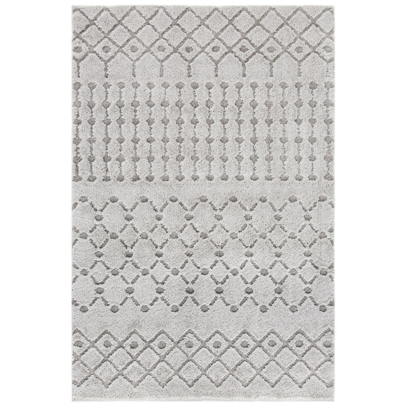 Tapis gris de style Sud-Ouest Champlain, Rectangle 6 pi 7 po x 9 pi 6 po