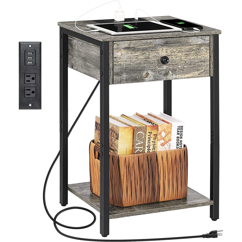 Provenzano 15.75'' W Metal Nightstand, Gray