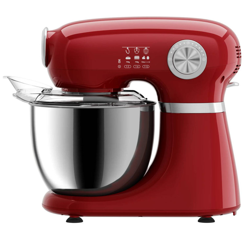 6-qt 12-speed Tilt-head Stand Mixer With Bowl, Dough Hook, Beater, Whisk, & Accessories, Red