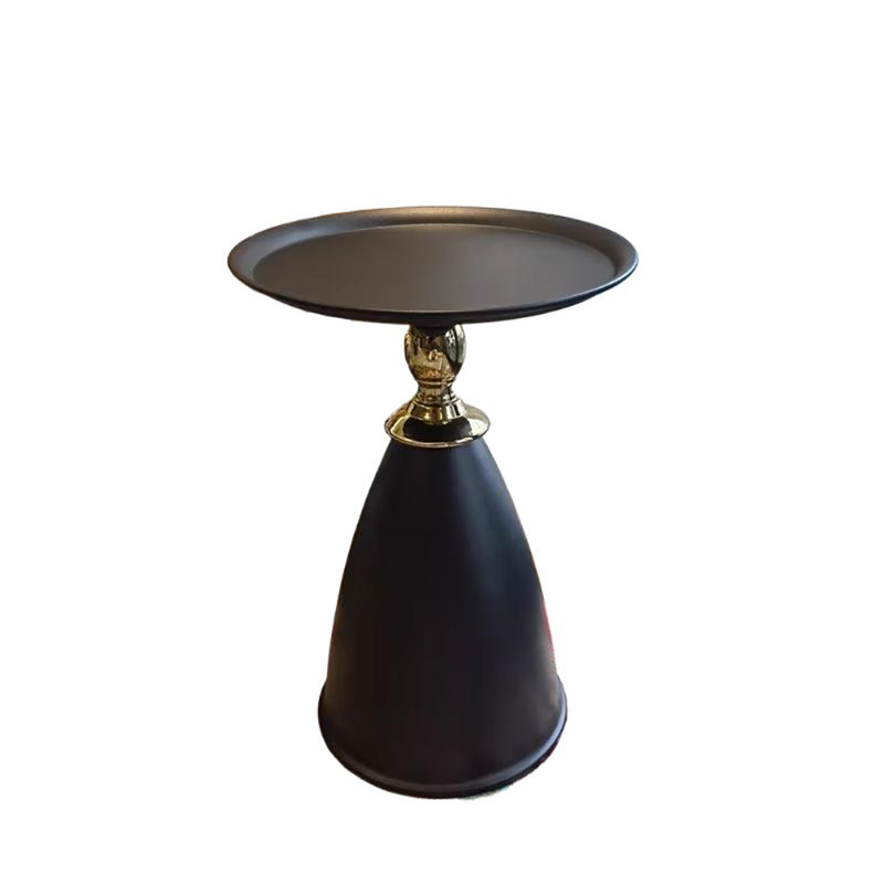 Petite petite table d'appoint ronde noire pour les petits espaces, tables de bout modernes à piédestal pour le salon, table d'appoint unique, table à boissons, table à martini en métal pour fauteuil inclinable, chambre à coucher