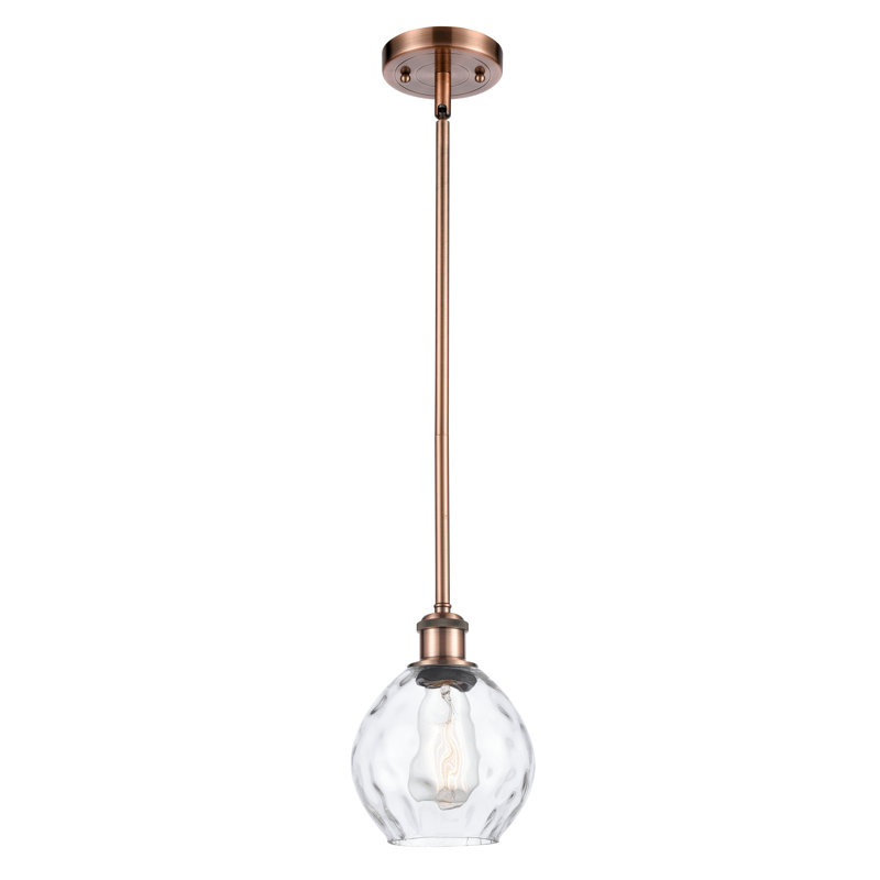 Luminaire suspendu simple à 1 lumière Jaron, Cuivre antique, Ampoule incandescente rétro de 60 watts