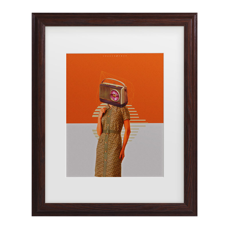 Art encadré bolognique 599, Cadre noyer, H 13,75 po x l 16,75 po