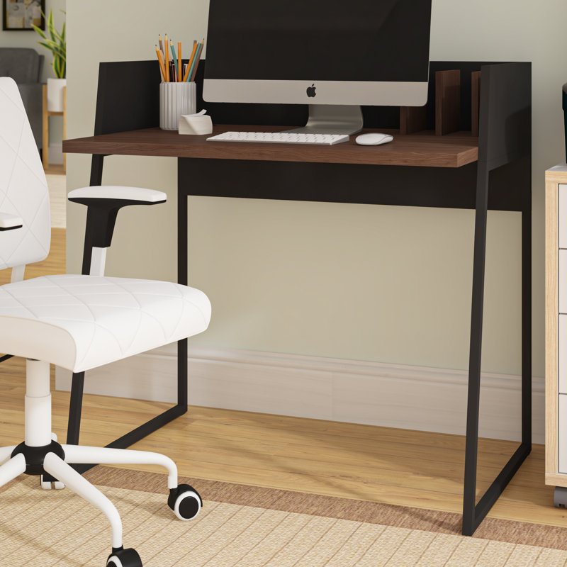 Desk, Walnut/Pure Black