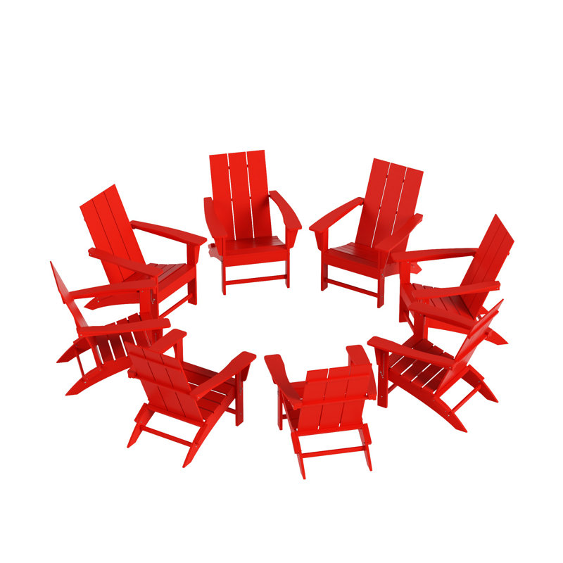 Joubert Foldable Outdoor Adirondack Set, Red