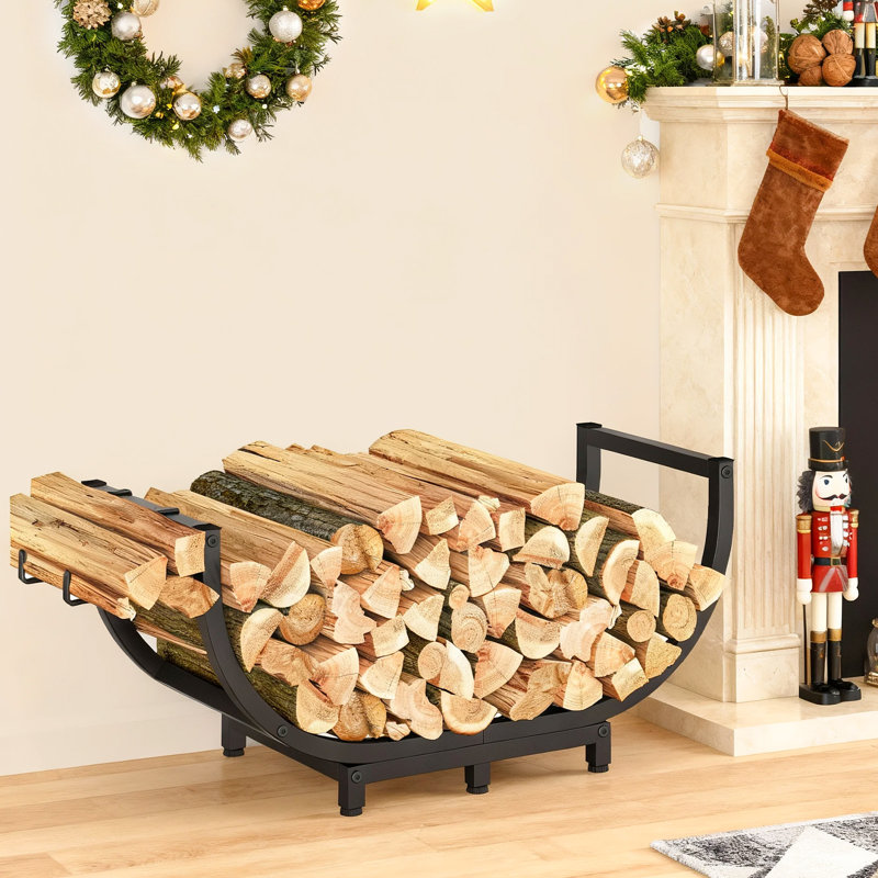 Firewood Rack with Tool Hook and Adjustable Feet