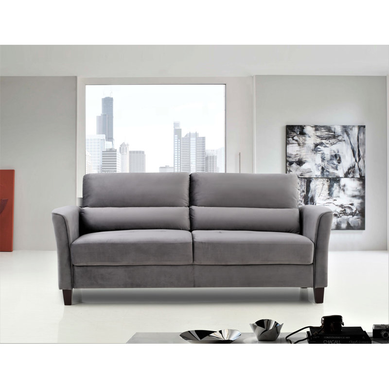 Adrielys 77.95'' Velvet Sofa, Grey
