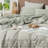 MooMee Sheet Set Extra Deep Pocket 100% Washed Cotton Linen Like Textured Lightweight Breathable-455527083-404490831