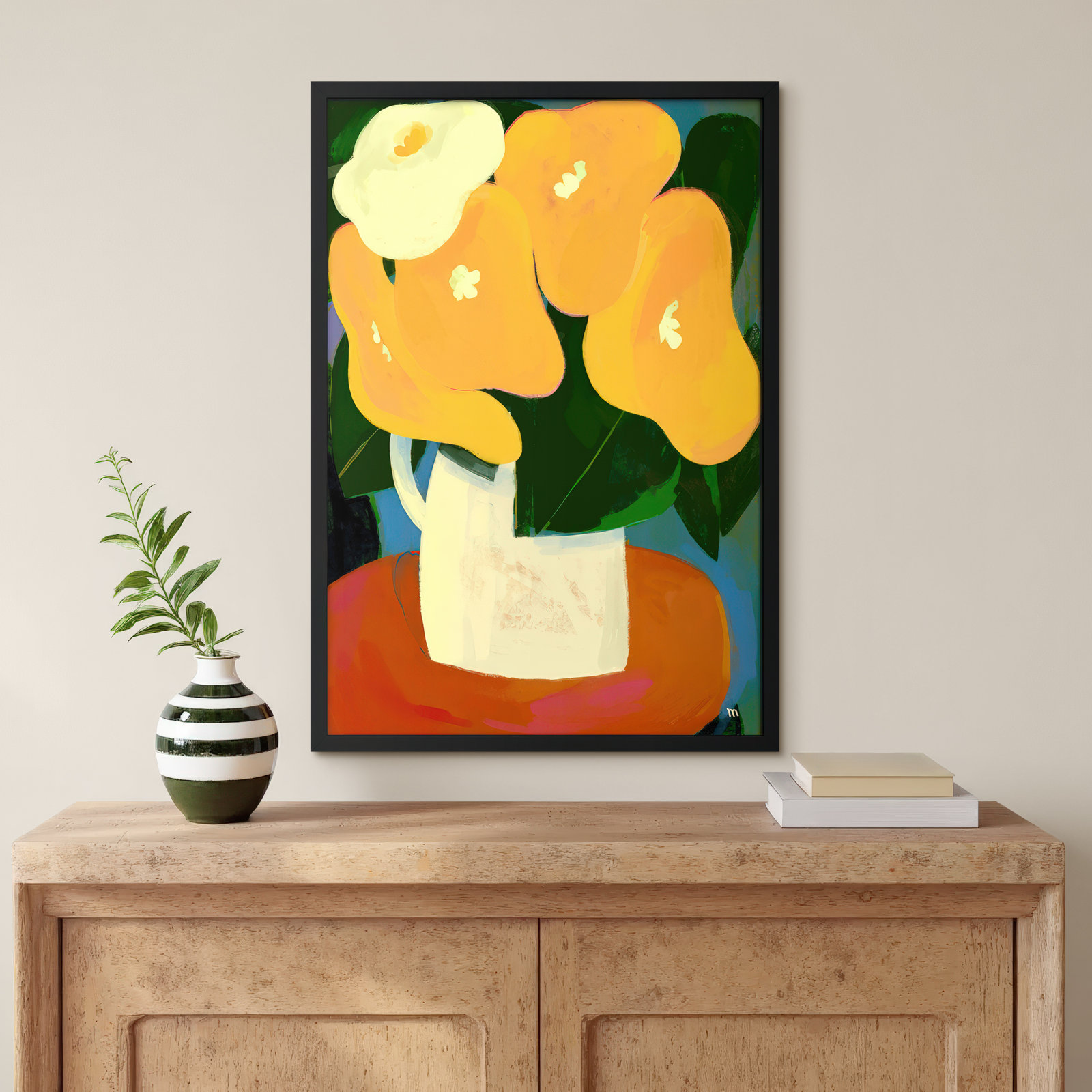My Yellow Flowers by StudioM, Black, 30" H x 21" W x 1.25" D