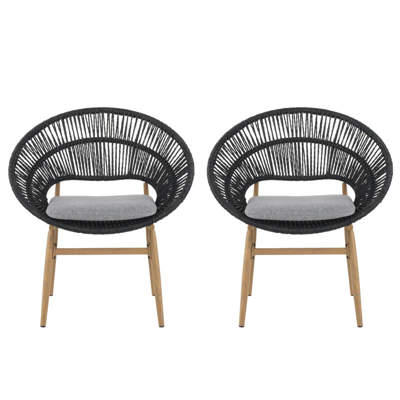 Chaise de salle à manger en osier de style papasan Cyril