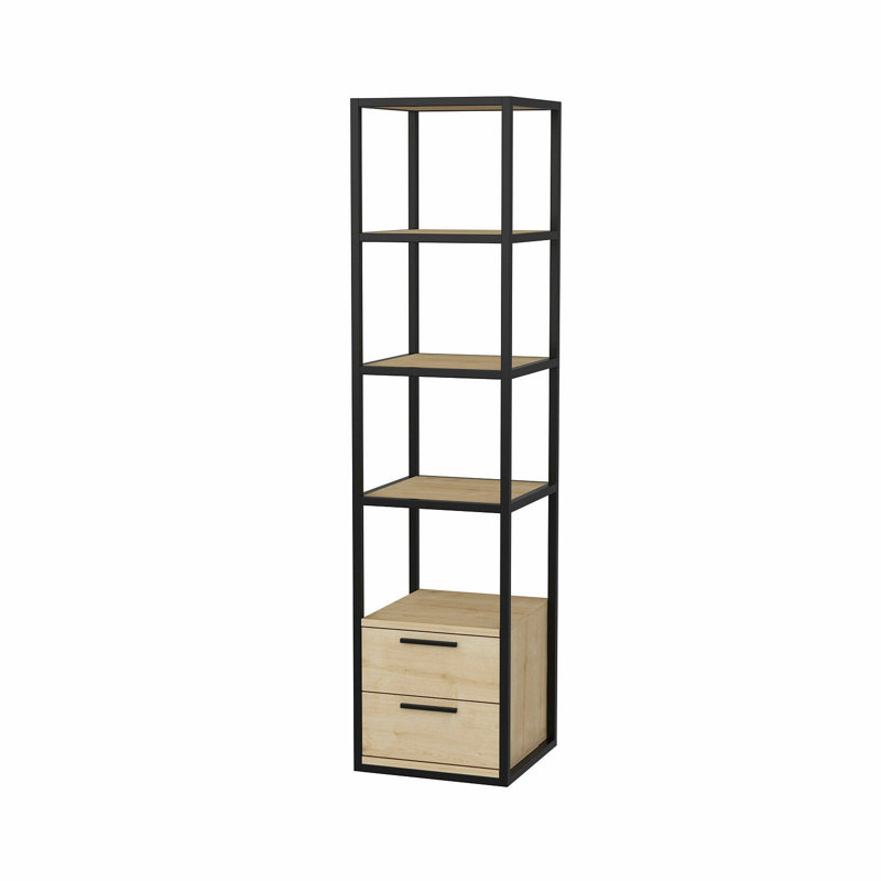 Lininger 169cm H x 39cm W Bookcase, Black/Oak