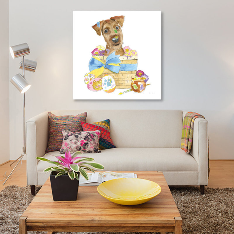 « pâques pup iii », reproduction d’impression sur toile, H 26 po x l 26 po x P 1,5 po, Toile tendue, Pas de tapis