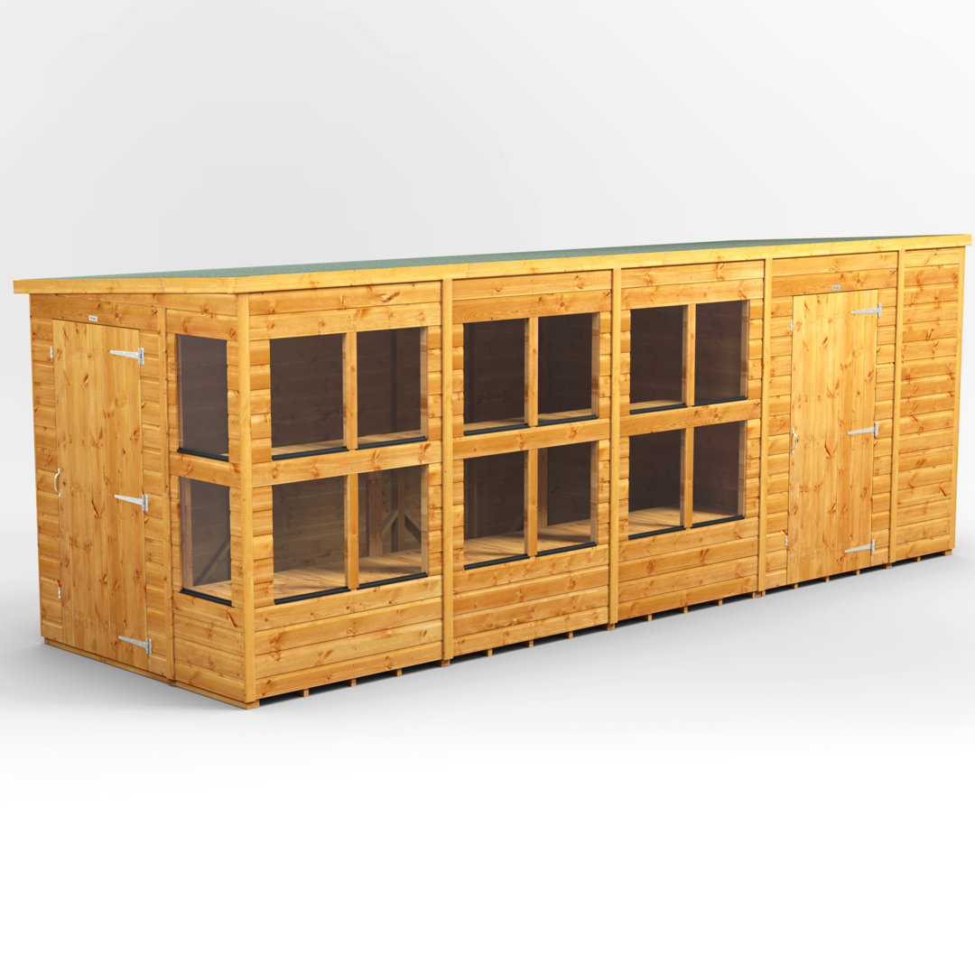 Powersheds 18 x 6ft Timber Tongue & Groove Pent Potting Shed Combi (includes 6ft Side Store)