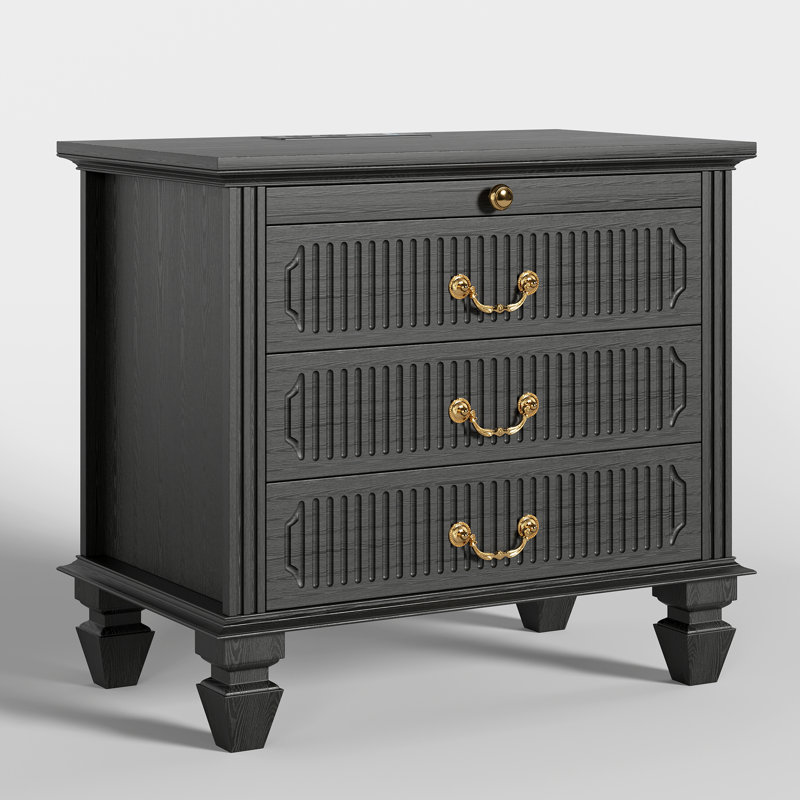 65cm W Bedside Table, Black