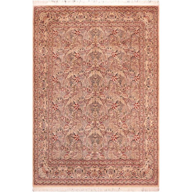 Ozra Oriental Hand-Knotted Rectangle 8'2" x 10'6" Wool Area Rug in Beige/Red