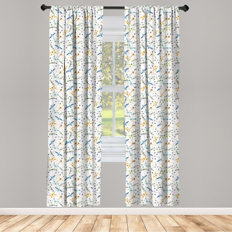 Dragonfly Semi-Sheer Rod Pocket Curtain Panels, 28" x 95"