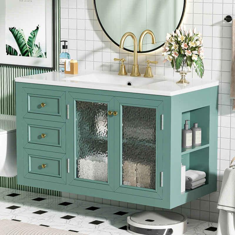 Meuble-lavabo mural simple 36 po avec lavabo en céramique