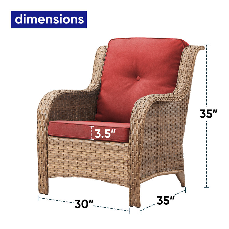 Chaises longues d'extérieur en rotin avec coussins Deb Wicker, Rouge, Jaune