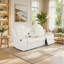 Ensemble de canapé inclinable électrique 3 pièces en similicuir blanc respirant avec console de rangement, porte-gobelets, ports USB, éclairage à DEL et recharge sans fil-284028300