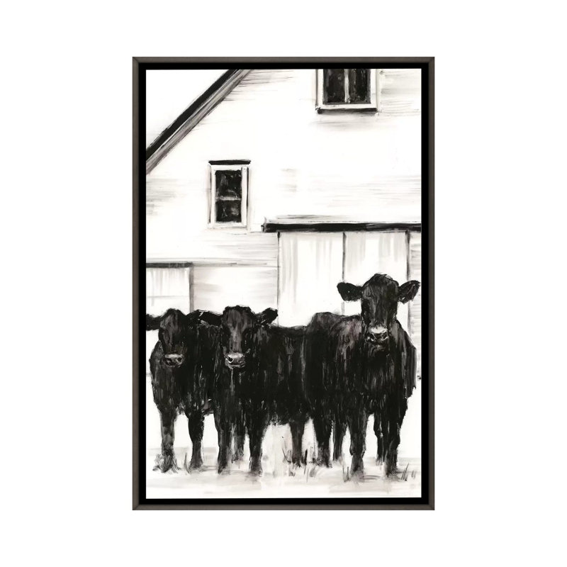 «Stand Around I» par Ethan Harper - reproduction d'art, H 48 po x l 32 po x P 1,5 po, Toile avec cadre gris, Pas de tapis