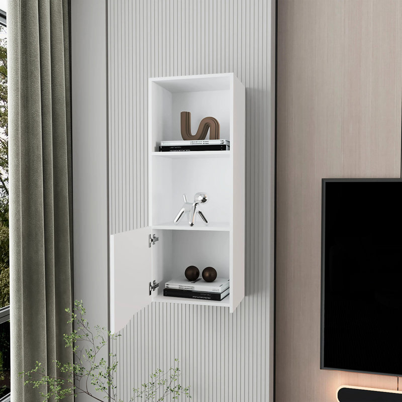 Sleek White Wall Cabinet For Bedroom Accessories - Functional Storage Option Modern With Drawers Enhances Functionality