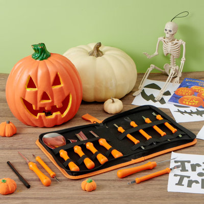 12 Pcs Halloween Pumpkin Carving Kit Tools, Professional Carving Set with Handbag