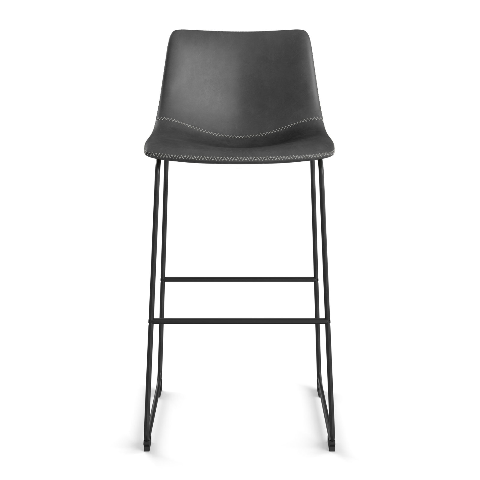 Nia Vegan Leather Bar & Counter Stool, Bar Stool (29" Seat Height), Gray, Black