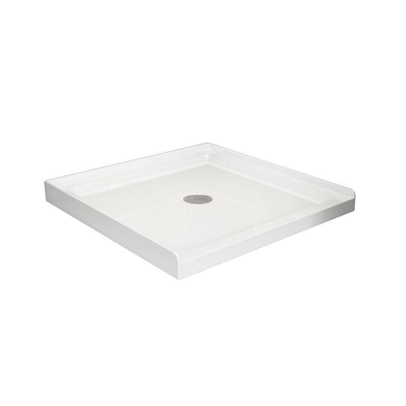 Base de douche blanche 36 po x 36 po - Bonde centrée, conception à seuil unique, fabrication en acrylique durable