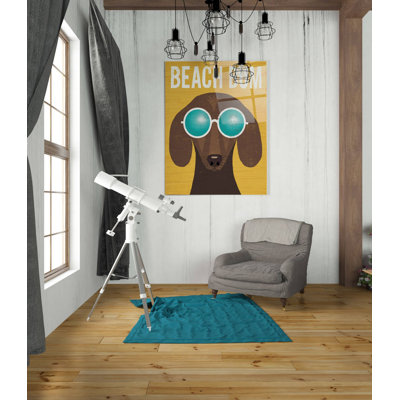 «Beach Bums Dachshund I Bum» par Michael Mullan, art mural en verre acrylique