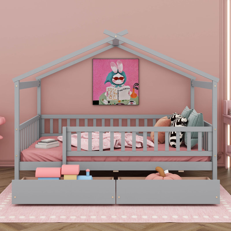 Lit simple en bois, Gris