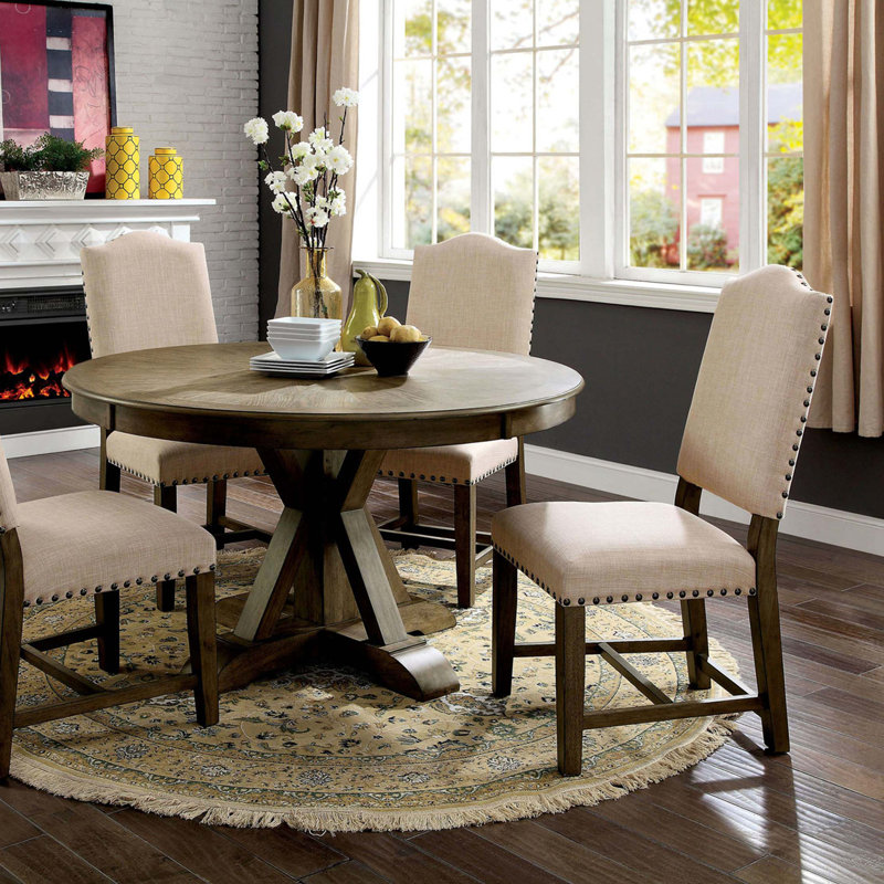Mobilier de salle à manger rembourré en tissu 5 pièces