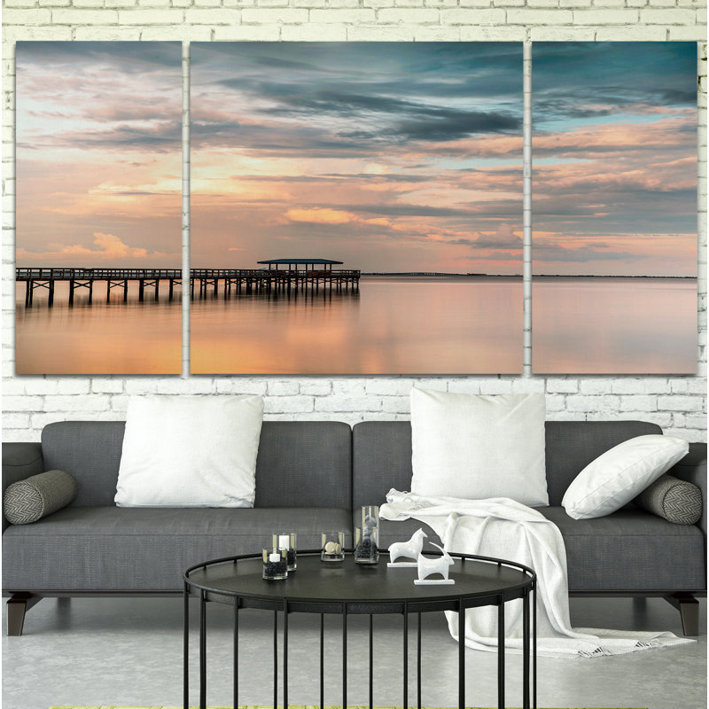 « harbor coucher de soleil », photo multi-pièces de qualité supérieure sur toile, H 24 po x l 48 po x P 1,5 po