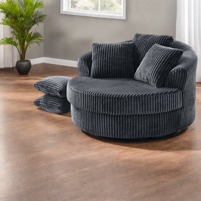 Chaises d'appoint grises modernes avec pivot à 360 °, coussins moelleux pour la maison