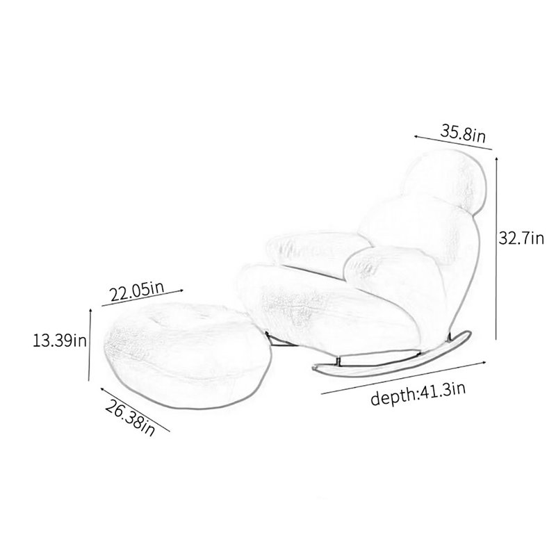 Chaise berçante décontractée, Blanc cassé