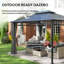 Pavillon de jardin à toit double 10 'x 12' avec rideaux, noir-124558750